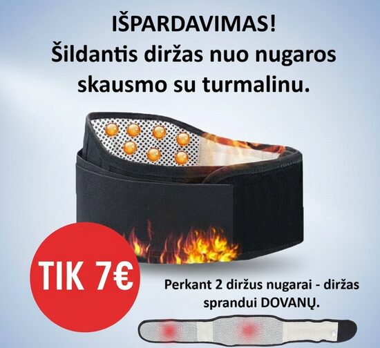 Šildantis diržas nuo nugaros skausmo su turmalinu